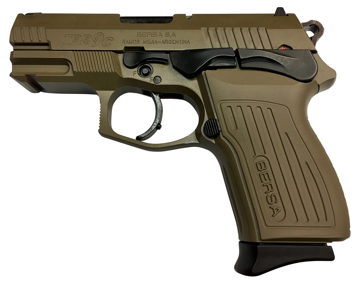 Bersa TPR9CFDE TPRC Sports South Exclusive 9mm Luger 13+1, 3.50″ Black Steel Barrel, Flat Dark Earth Serrated Steel Slide & Aluminum Frame w/Picatinny Rail, Ambidextrous