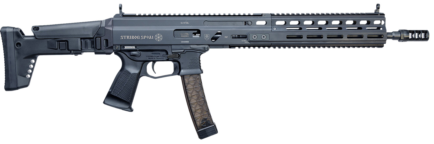 Grand Power 810091157947 Stribog SP9A1 9mm Luger 30+1 Black Picatinny Rail, Black Polymer Grip