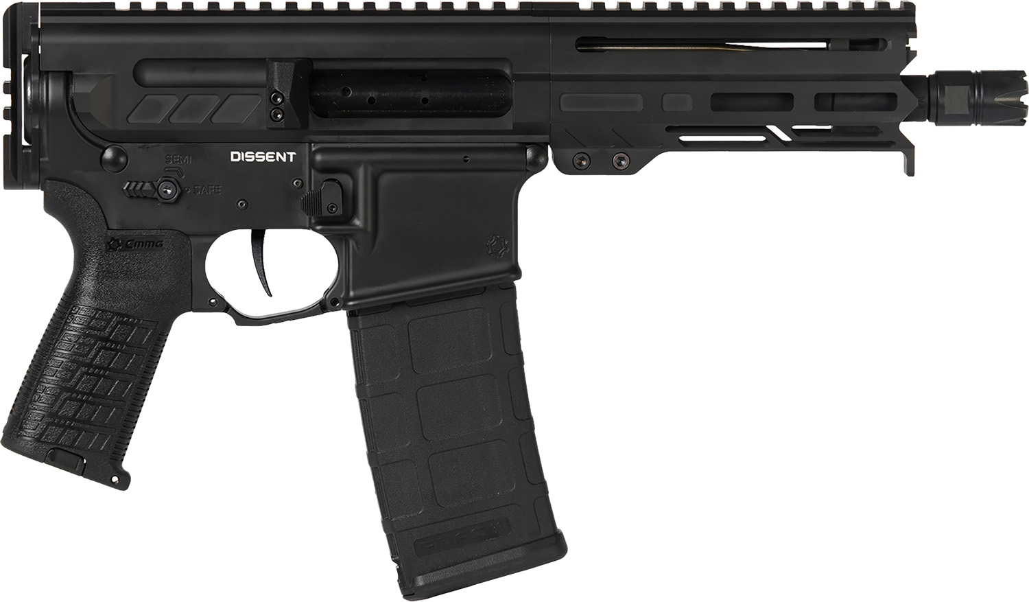 CMMG 55A938FAB Dissent 5.56x45mm NATO 30+1 6.50″, Black Cerakote Rec, OEM Grip, Picatinny Buffer Adapter, Zeroed Drop-In Single Stage Trigger