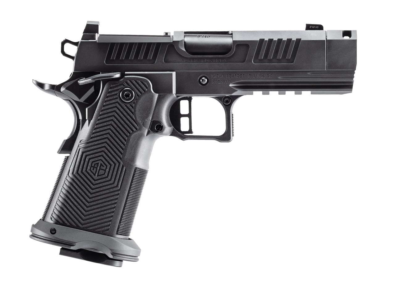 Alpha Foxtrot AA39X1QIG-XDBK19 AF1911 Romulus Compact Frame 9mm Luger 20+1 3.50″ Black DLC Threaded Compensated Barrel, Black DLC Stainless Steel Optic Ready/Serrated Slide, Black DLC Stainless Steel