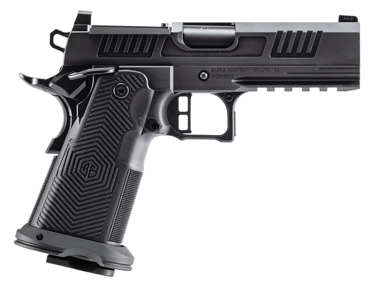 Alpha Foxtrot AA39X4CID-XDBK13 AF1911 Romulus 45 ACP 13+1 4.25″ Black DLC Stainless Steel Bull Barrel, Optic Ready/Serrated Slide & Frame w/Beavertail & Picatinny Rail, RMR/RMSc Footprint