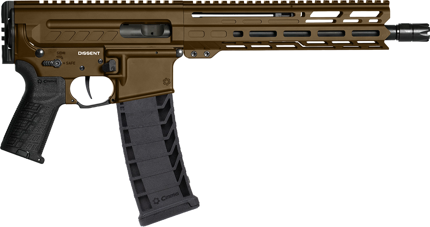 CMMG 94A8041MB Dissent MK4 9mm Luger 33+1 10.50″, Midnight Bronze Rec, Picatinny Brace Adapter, 9.60″ M-LOK Handguard, Left Side Charging Handle, Zeroed Linear Comp, TriggerTech Trigger