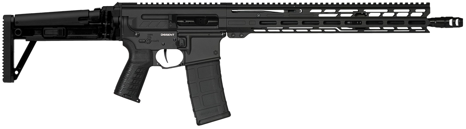 CMMG 55A1A0BAB Dissent MK47 5.56x45mm NATO 30+1 (2) 16.10″, Black Armor, Side Charging Handle Rec, 15″ M-Lok Handguard, Side Folding Stock, Zeroed Grip, Muzzle Brake, 60/90 Ambi Safety, Adj. Gas Block