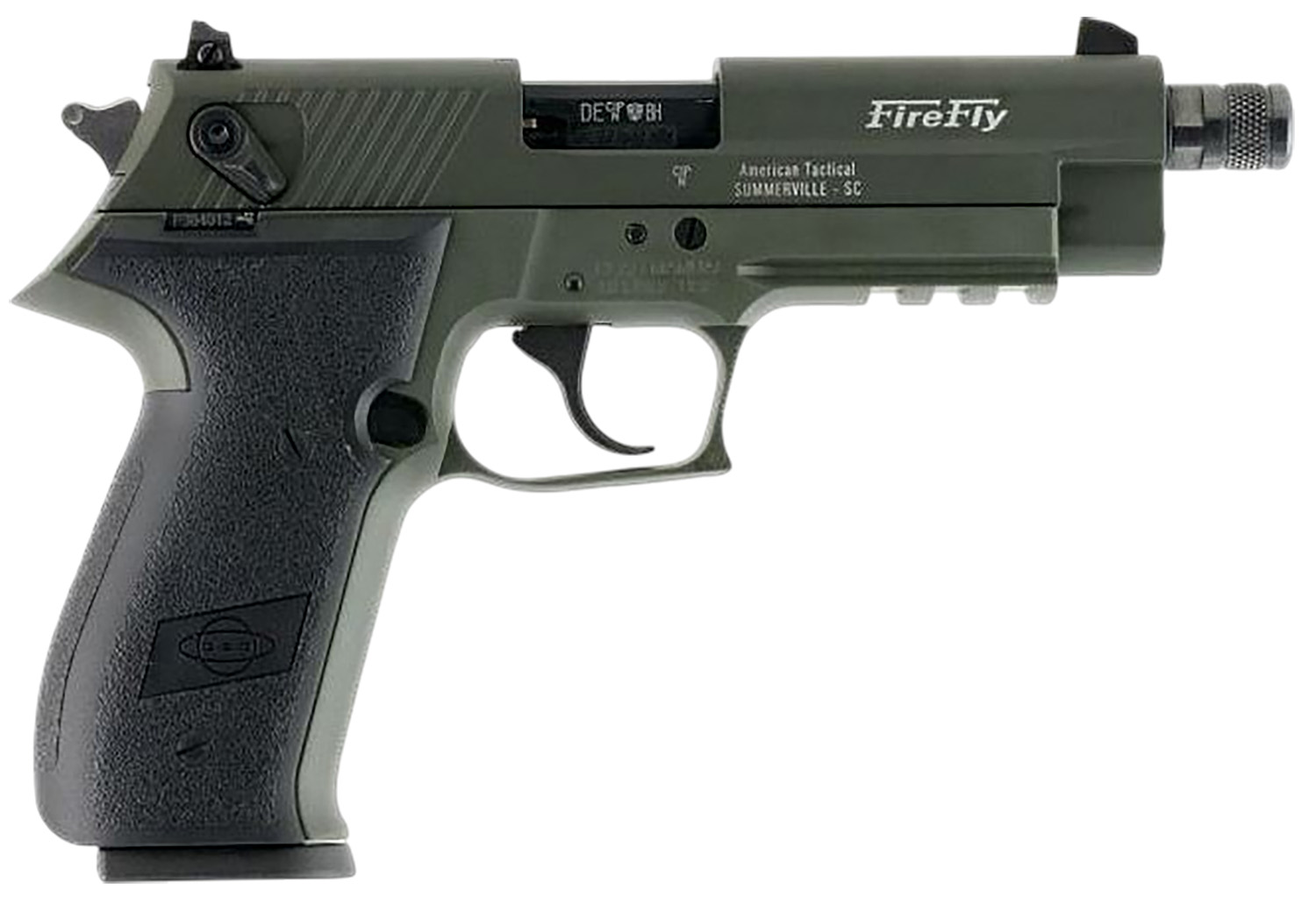 GSG GERG2213TFFGA FireFly 22 LR 13+1 4.90″ Black Threaded Barrel, Green Aluminum Serrated Slide, Green Aluminum Frame w/Picatinny Rail, Textured Grip
