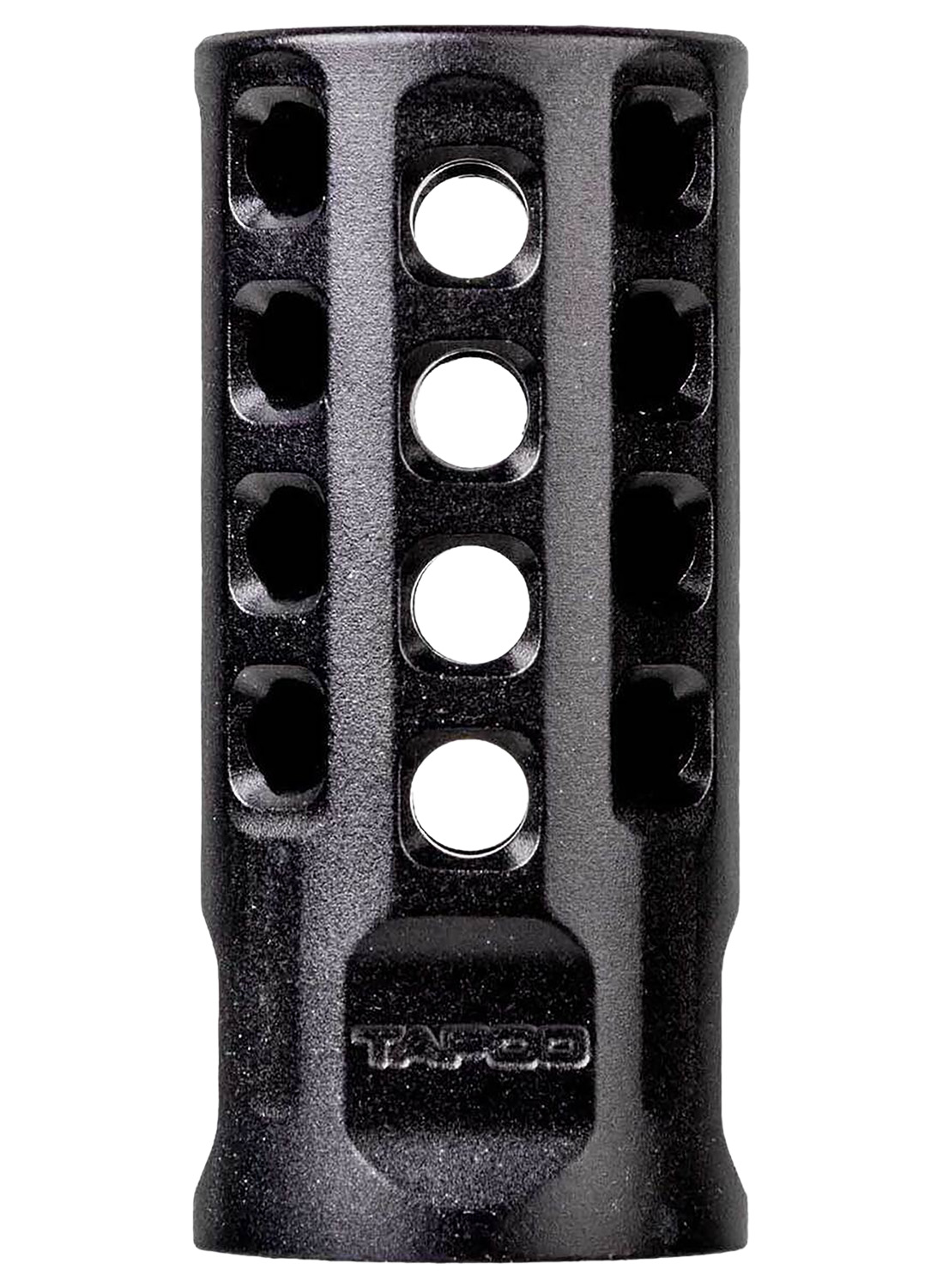 Tapco TAP22004  Muzzle Brake Black Anodized Aluminum 1/2″x28 Threads 2″ OAL .920″ Diameter 22 LR