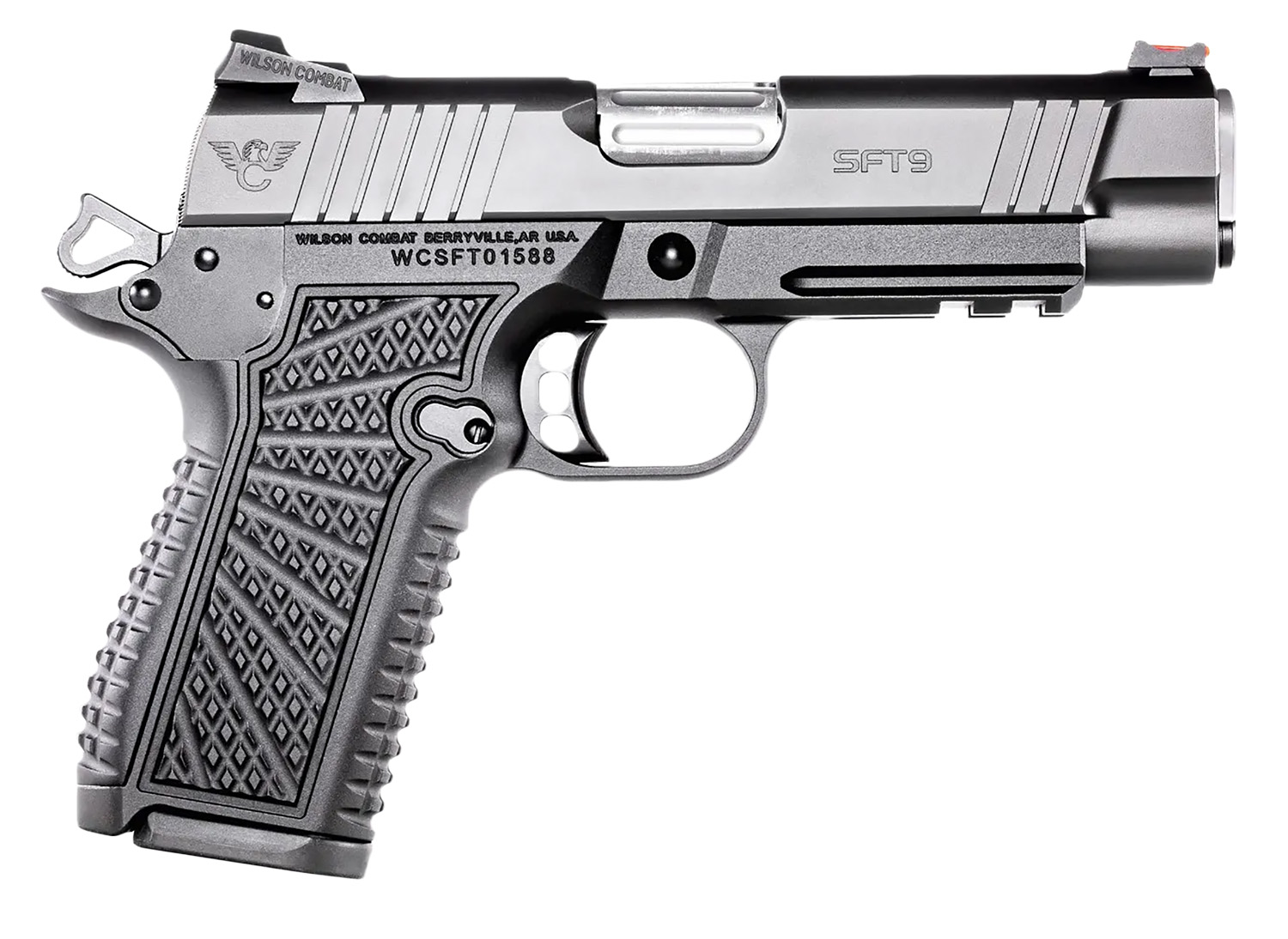 Wilson Combat SFT9CMR42 SFT9 Compact 9mm 15+1 4.25″ Lightrail Black Armor-Tuff Stainless Steel