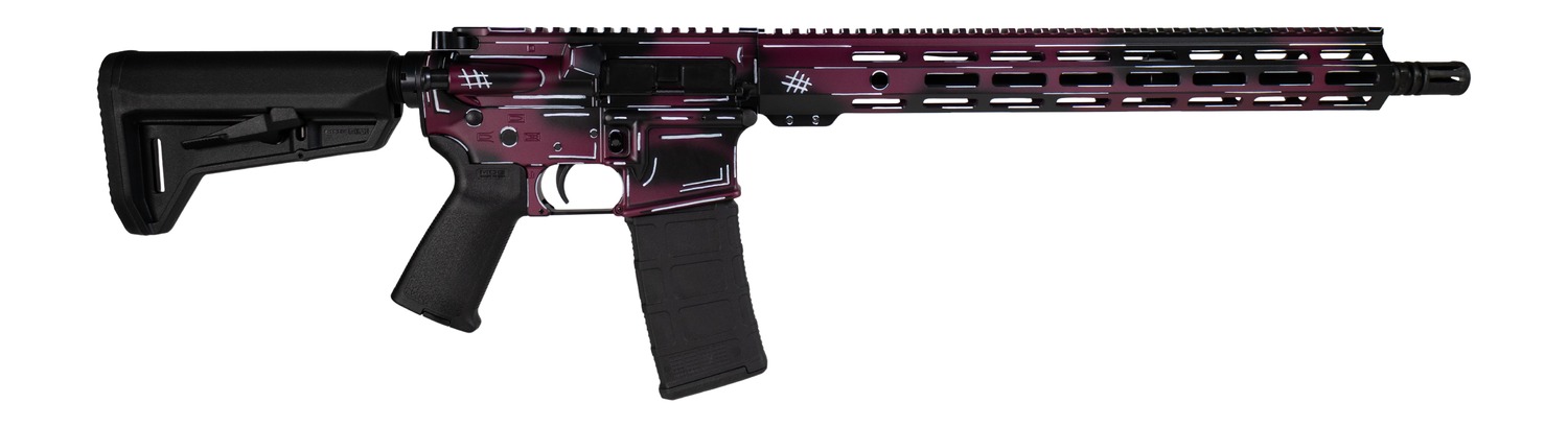 Shark Coast Tactical SCC02119ABKCH Anime-15 5.56 NATO 30+1 16″ Black Nitride Threaded Barrel, Black Cherry Cerakote Aluminum Receiver w/Picatinny Rail, M-LOK Handguard, Magpul Collapsible Black Polym