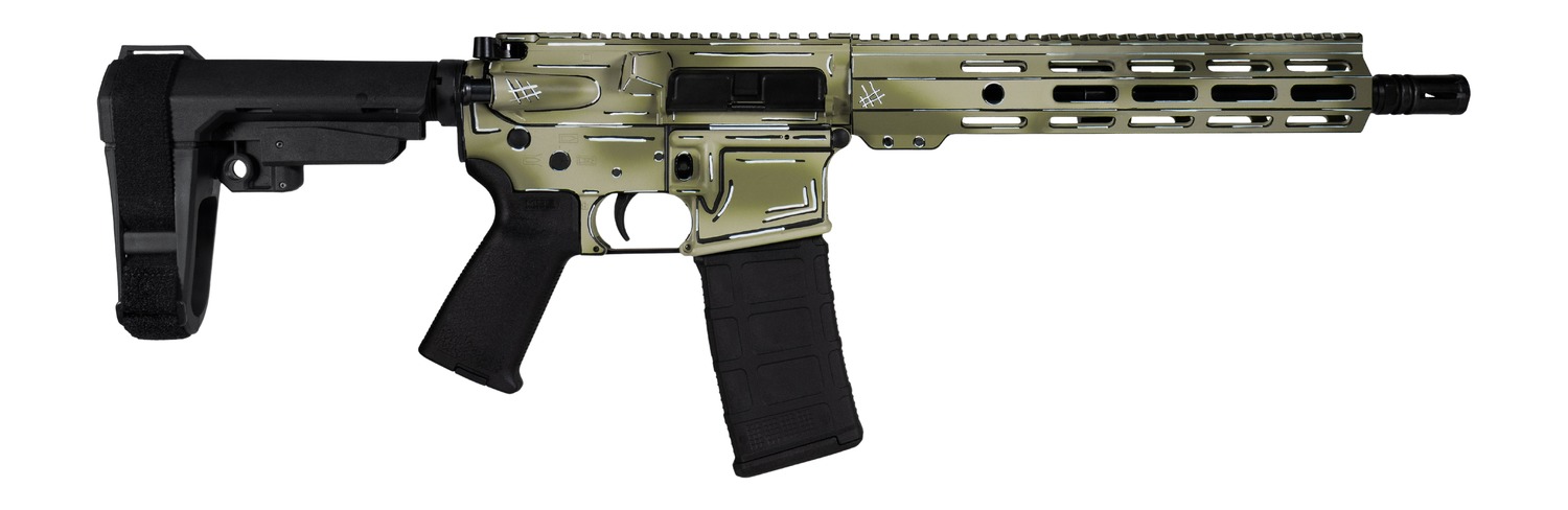 Shark Coast Tactical SCC07107ANOD-P Anime-15 5.56 NATO 30+1 10.50″ Black Nitride Threaded Barrel, Aluminum Receiver w/Picatinny Rail, M-LOK Handguard, Polymer SB Tactical SBA3 Brace, Magpul MOE Grip,