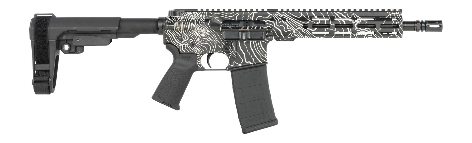 Shark Coast Tactical SCC07312TOPO-P Topography 5.56 NATO 30+1 10.50″ Black Nitride Threaded Barrel, Aluminum Receiver w/Picatinny Rail, M-LOK Handguard, Black Polymer SB Tactical SBA3 Brace, Polymer