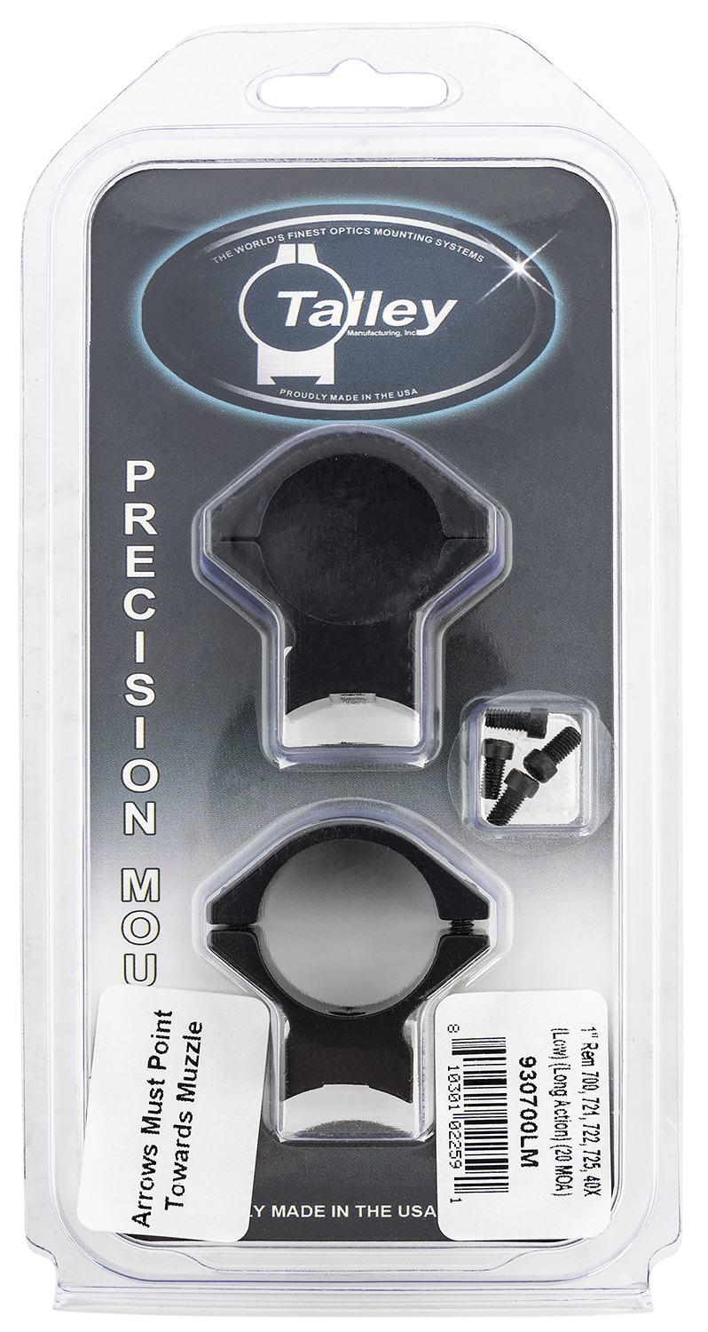 Talley 930700LM Scope Mount/Ring Combo  Black Anodized Aluminum 1″ Tube Remington 700/721/722/725/40X Low Rings Long Action 20 MOA