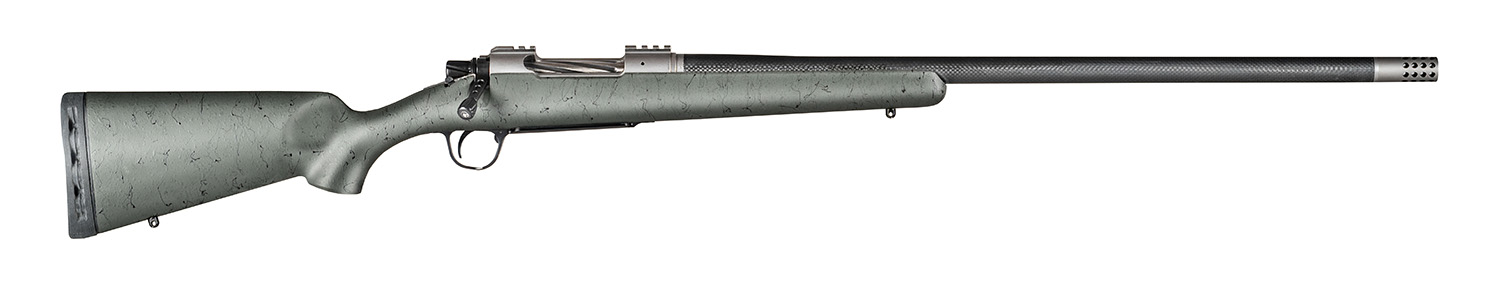 Christensen Arms CA10268315332 Summit TI Full Size 7mm Rem Mag 3+1, 26″ Natural Titanium Steel Threaded Barrel, Natural Titanium Aluminum Receiver, Green w/Black Webbing Fixed Sporter Stock