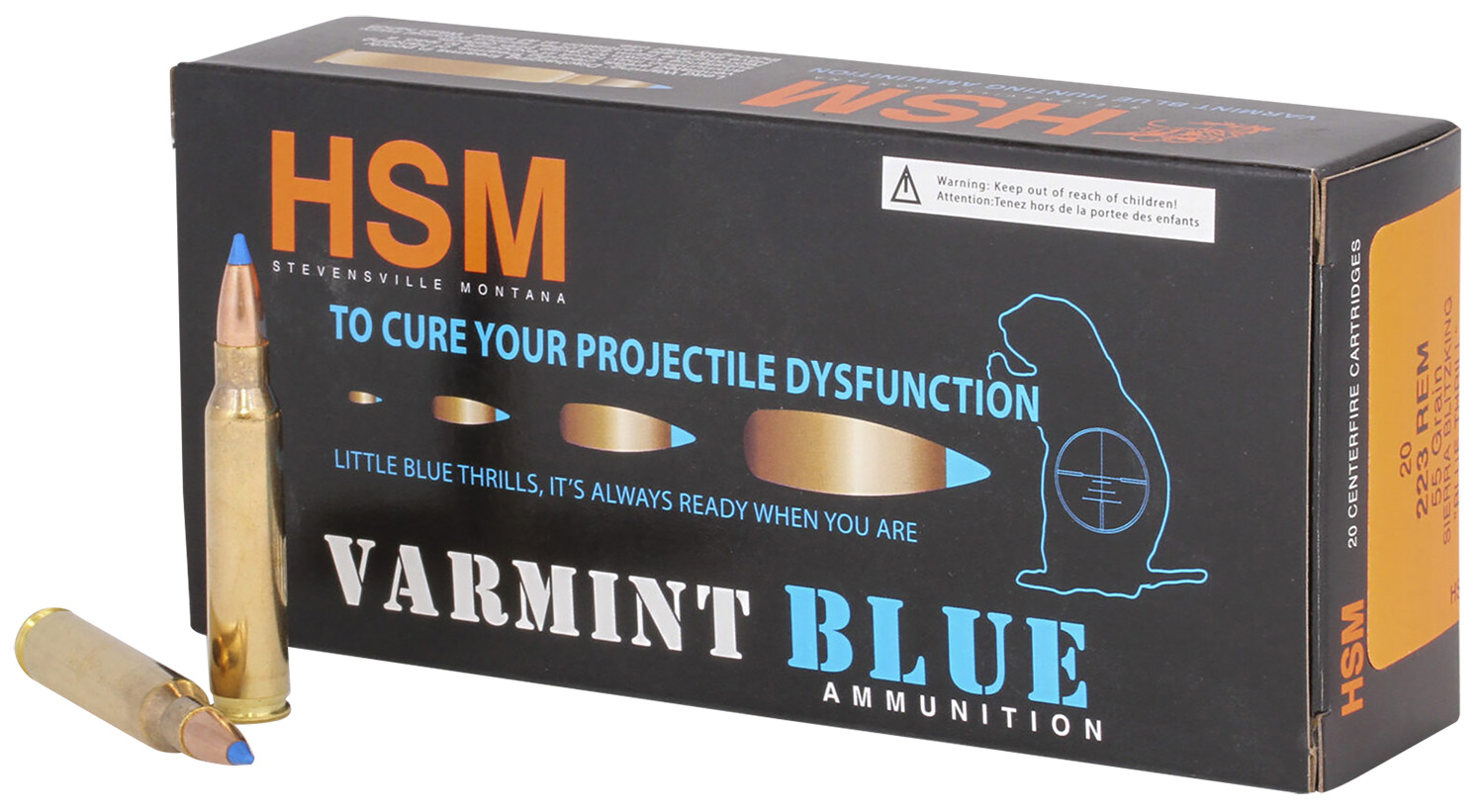 HSM 22354N Varmint 223 Rem 54gr Sierra BlitzKing 20 Per Box/ 25 Case