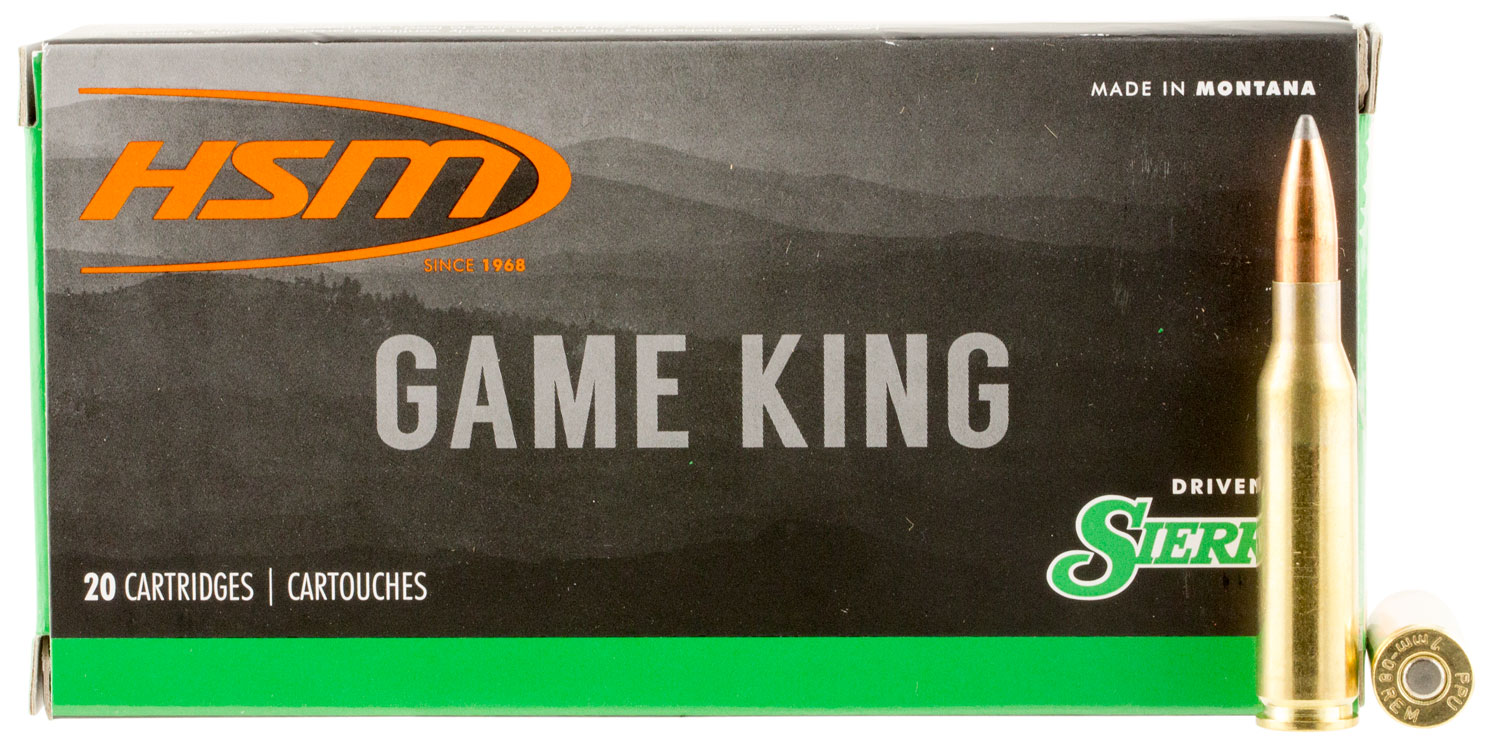 HSM 7MM089N Game King 7mm-08 Rem 160 gr Sierra GameKing Spitzer Boat Tail 20 Per Box/ 25 Case