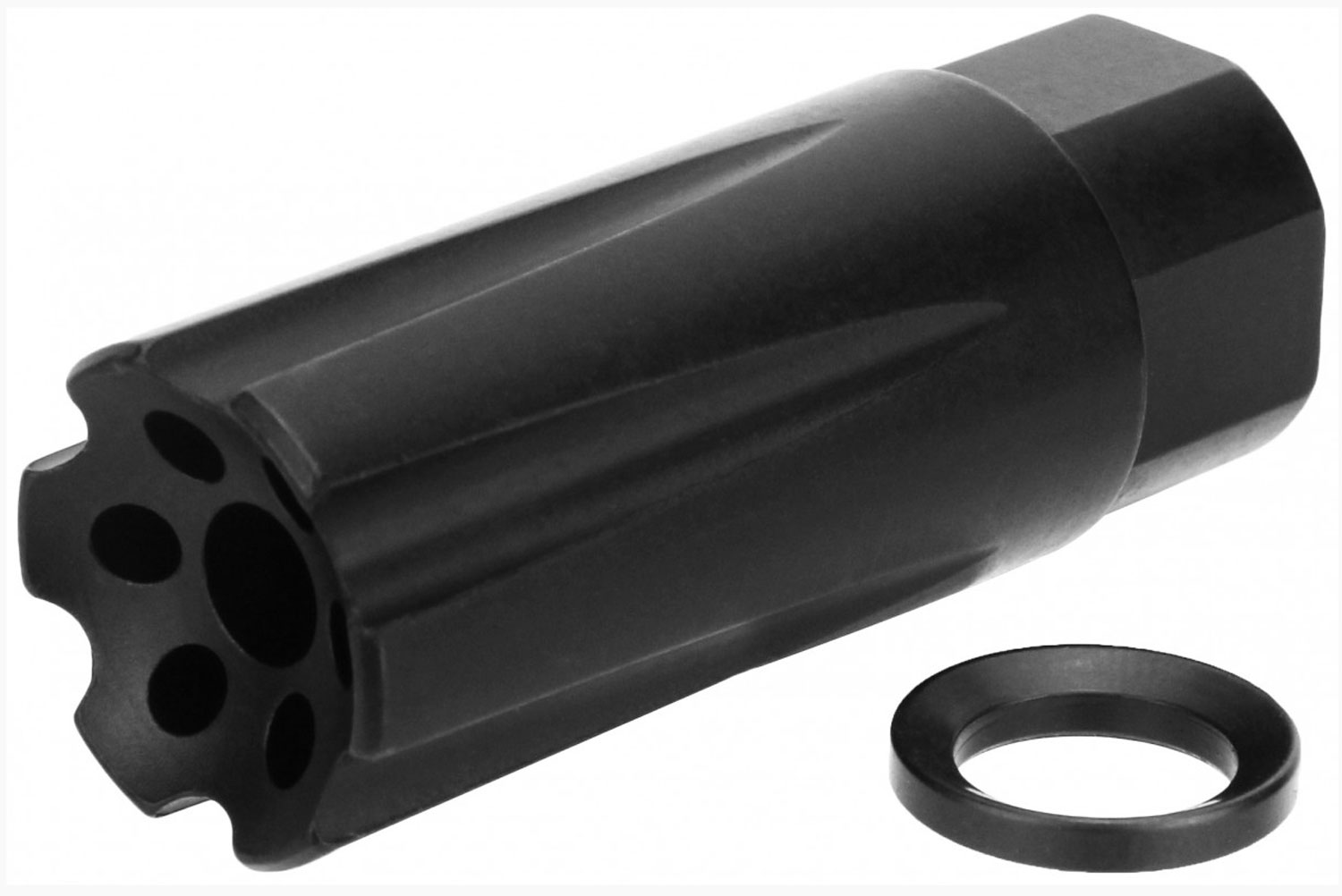 TacFire MZ1020 Linear Compensator Black Nitride Steel with 1/2″-28 tpi Threads, 2.26″ OAL & 0.87″ Diameter for 5.56x45mm NATO AR-15