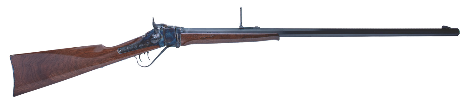 Cimarron AS150 1874 Sharps Sporting 45-70 Gov 1rd 32″ Blued Barrel, Color Case Hardened Receiver, Walnut Fixed Straight Stock