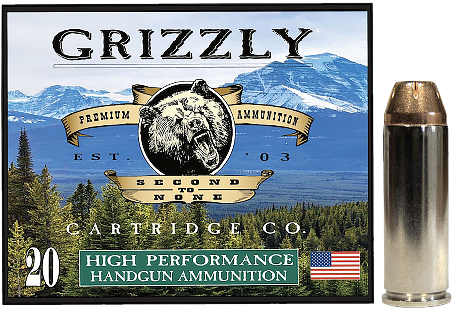 Grizzly Ammo GC45C+P3 45Colt+P 225gr Jacketed Hollow Point 20 Per Box/10 Case