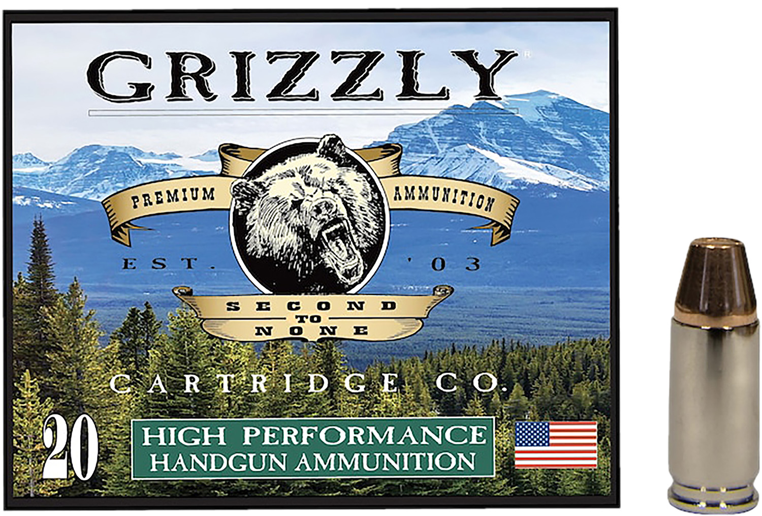 Grizzly Ammo GC9+P+49mm+P Luger 124gr Full Metal Jacket Flat Point 20 Per Box/10 Case