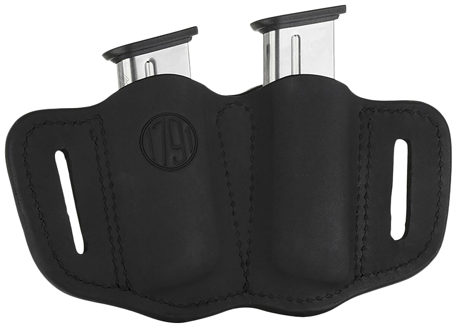 1791 Gunleather MAG21SBLA MAG2.1 Double Mag Holster Stealth Black Leather Belt Slide Belts 1.50″ Wide Compatible w/ Single Stack Ambidextrous