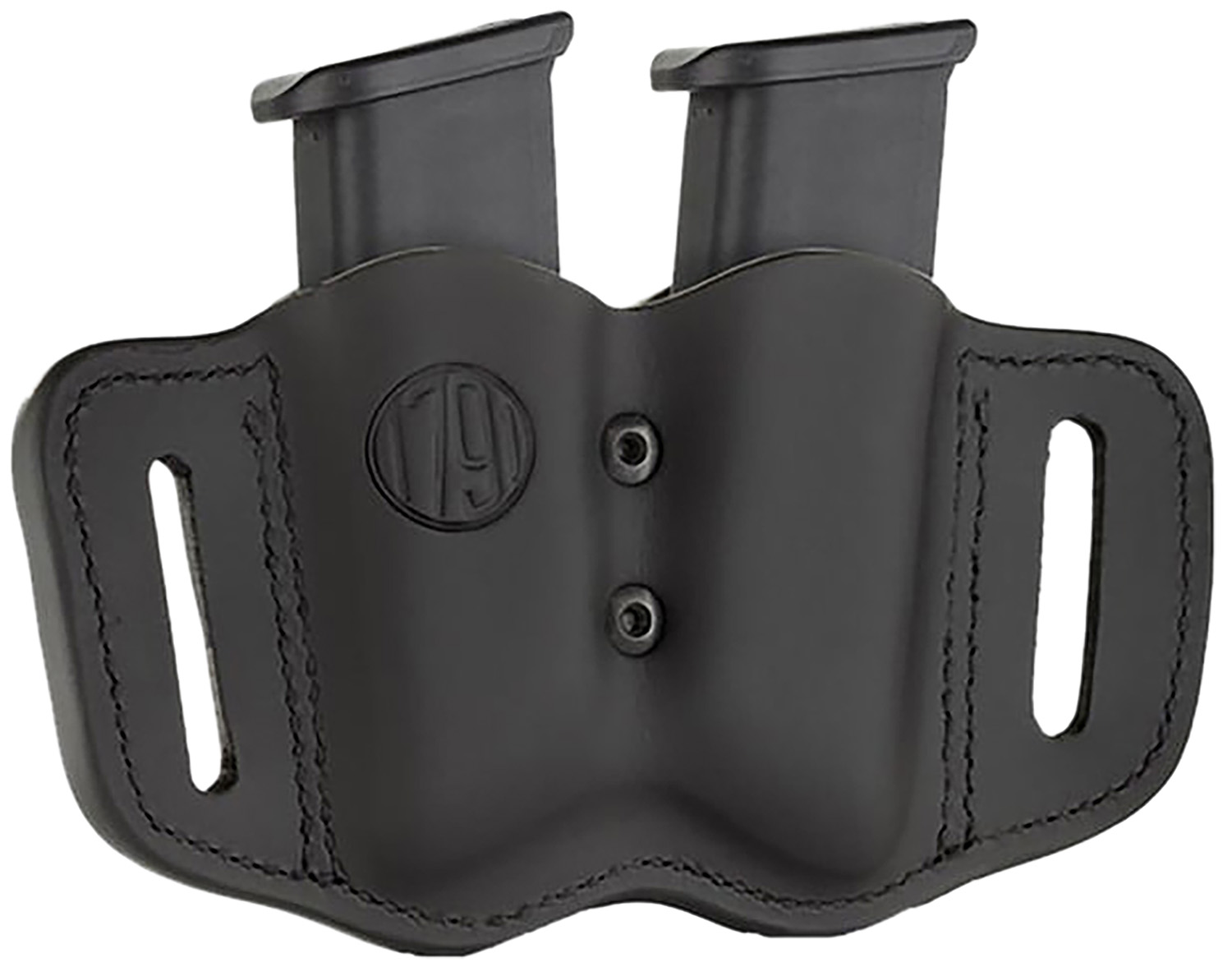 1791 Gunleather MAGF22SBLA MAG-F Double Mag Holster Stealth Black Leather Belt Slide Compatible w/ Double Stack Ambidextrous