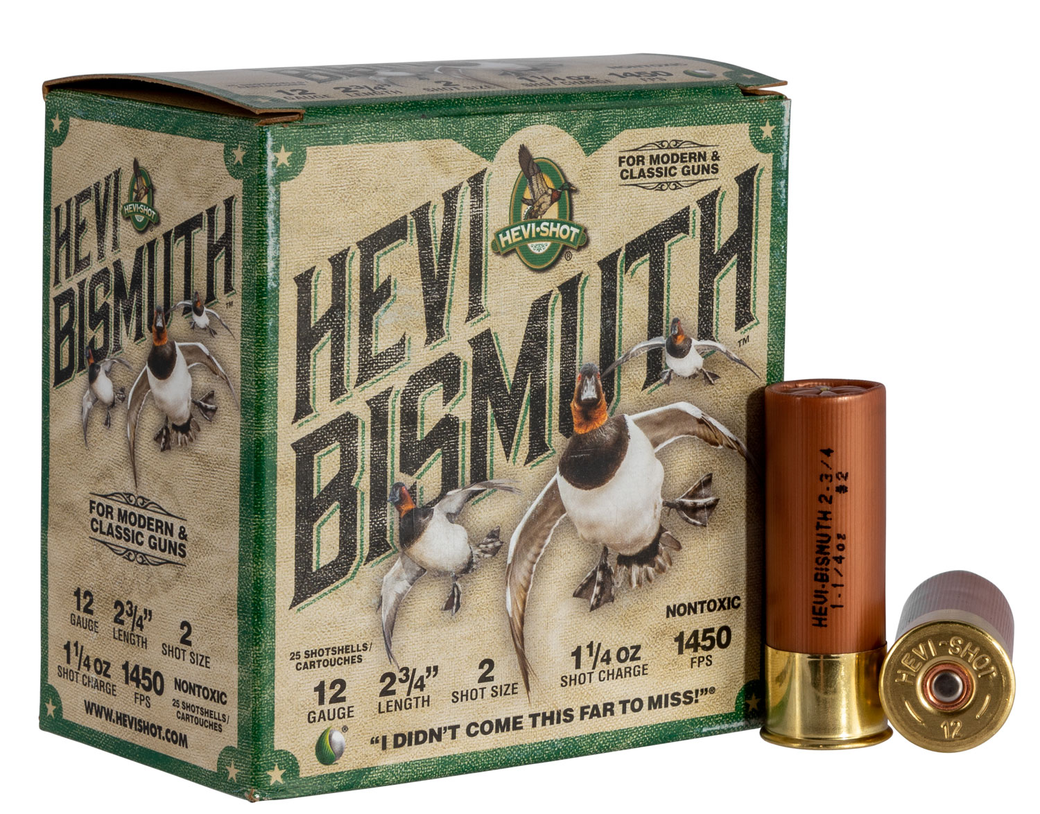 HEVI-Shot HS14702 HEVI-Bismuth 12Gauge 2.75″ 1 1/4oz Bismuth 2Shot 25 Per Box/10 Case