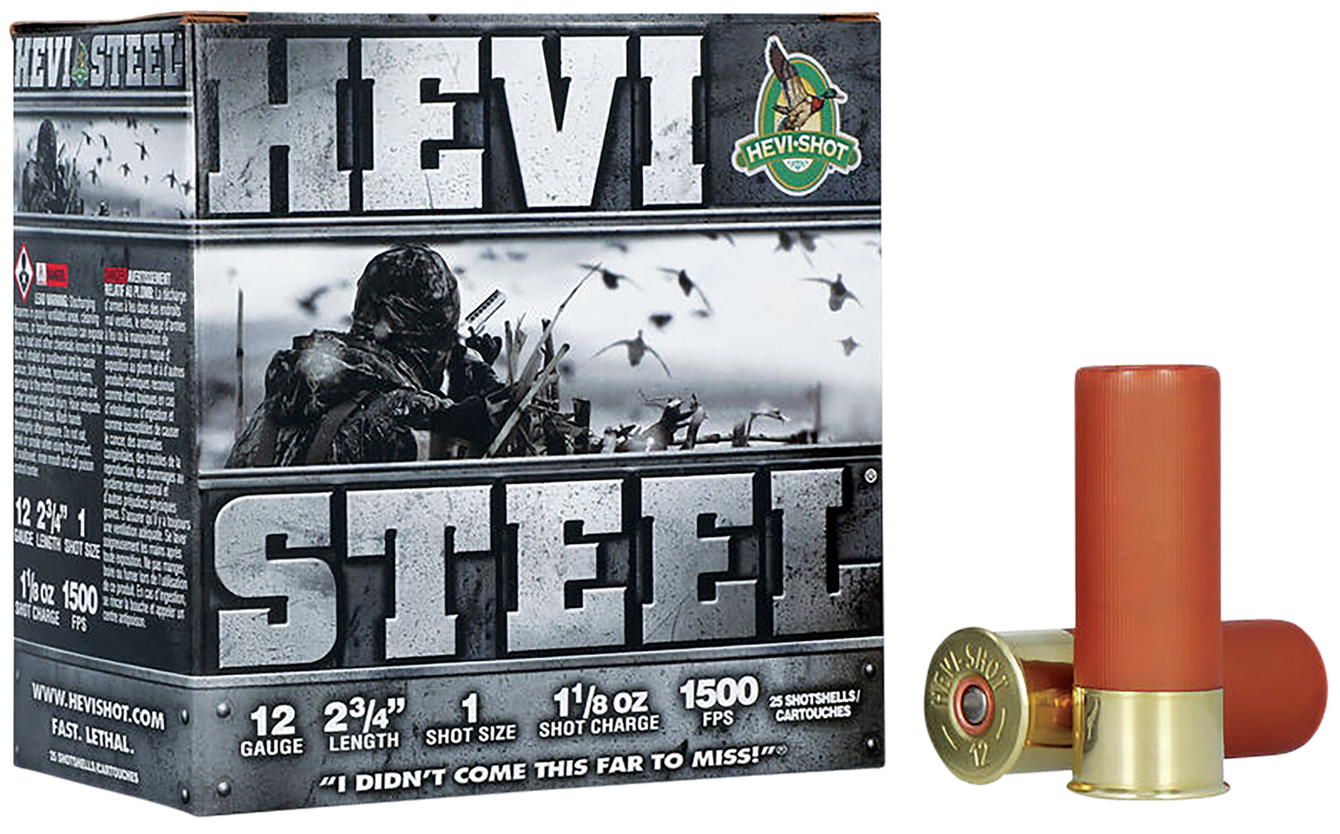 HEVI-Shot HS61221 HEVI-Steel 12Gauge 2.75″ 1 1/8oz 1Shot 25 Per Box/10 Case