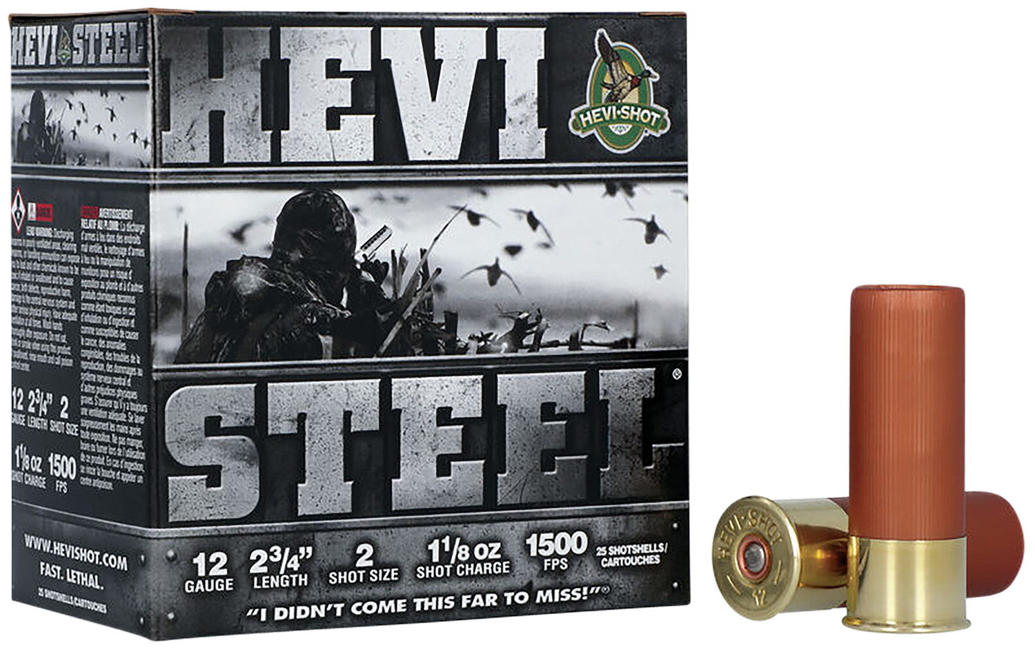 HEVI-Shot HS61222 HEVI-Steel  12Gauge 2.75″ 1 1/8oz 2Shot 25 Per Box/10 Case