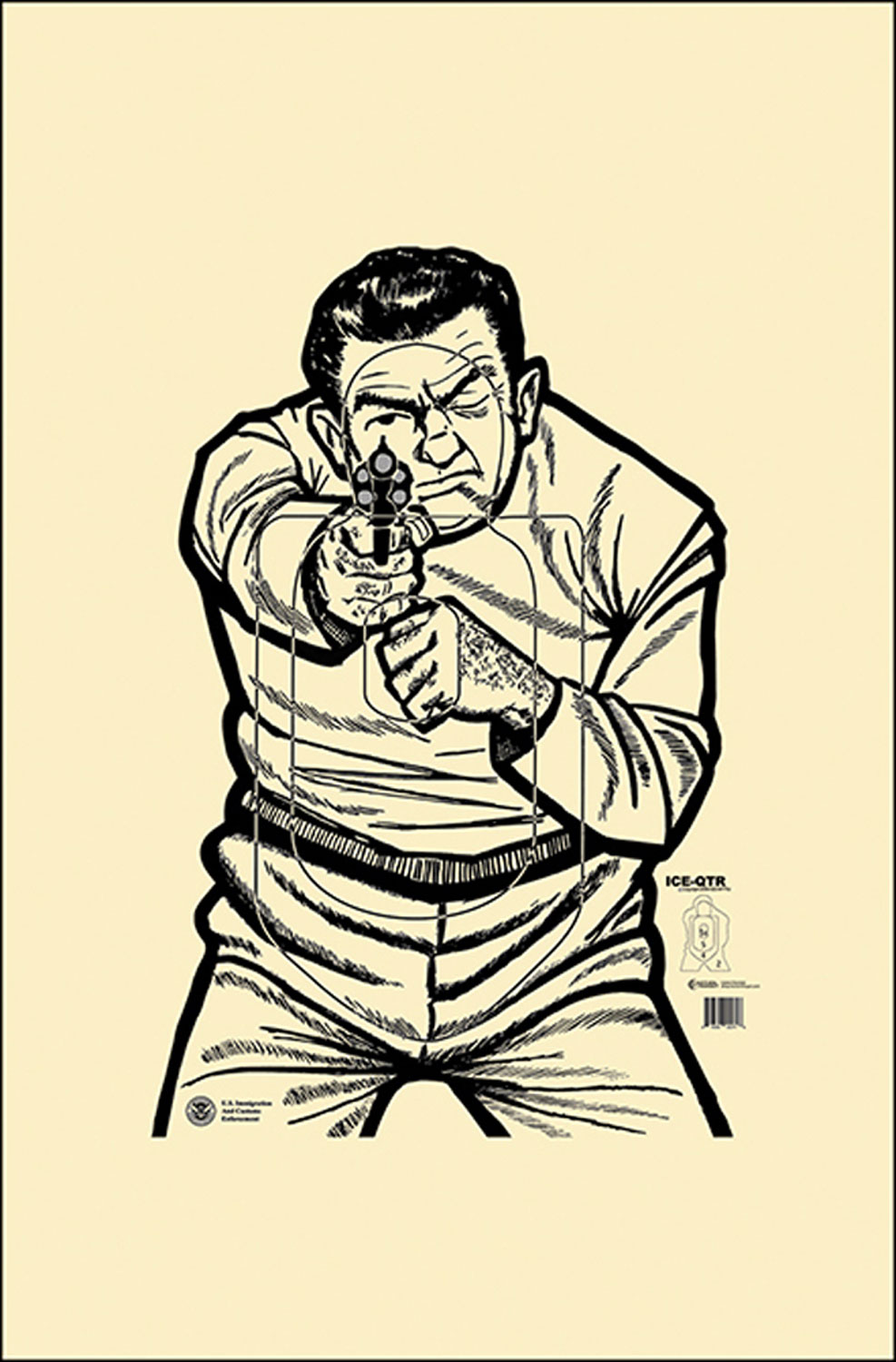 Action Target ICEQT2009100 Qualification US Immigration & Customs Enforcement Man w/Gun Paper Hanging 17.50″ x 23″ Black/White 100 Per Box