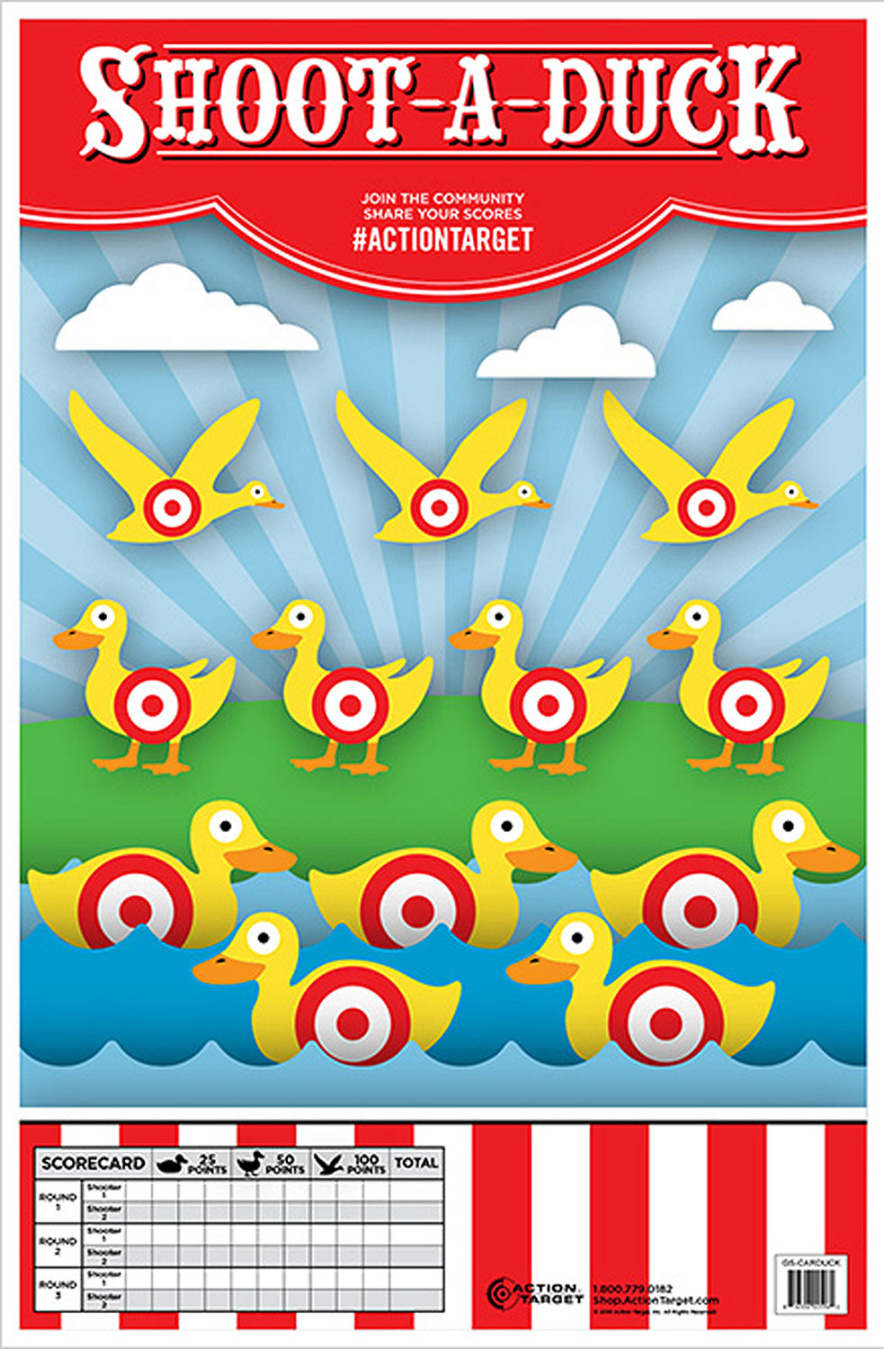 Action Target GSCARDUCK100 Entertainment  Ducks Paper Hanging 23″ x 35″ Multi-Color 100 Per Box