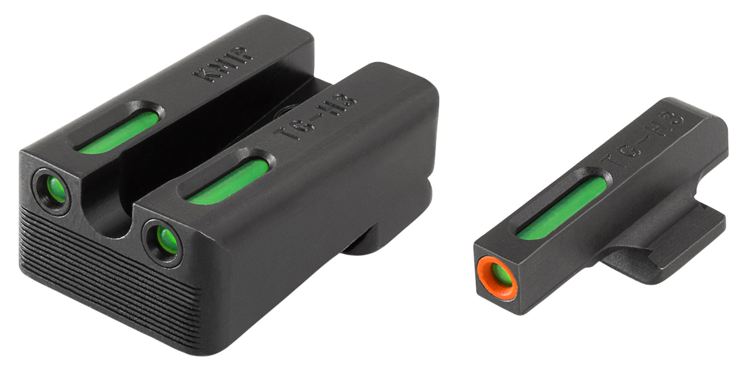 TruGlo TG13KM1PC TFX Pro Black | Green Tritium & Fiber Optic Orange Outline Front Sight Green Tritium & Fiber Optic Rear Sight