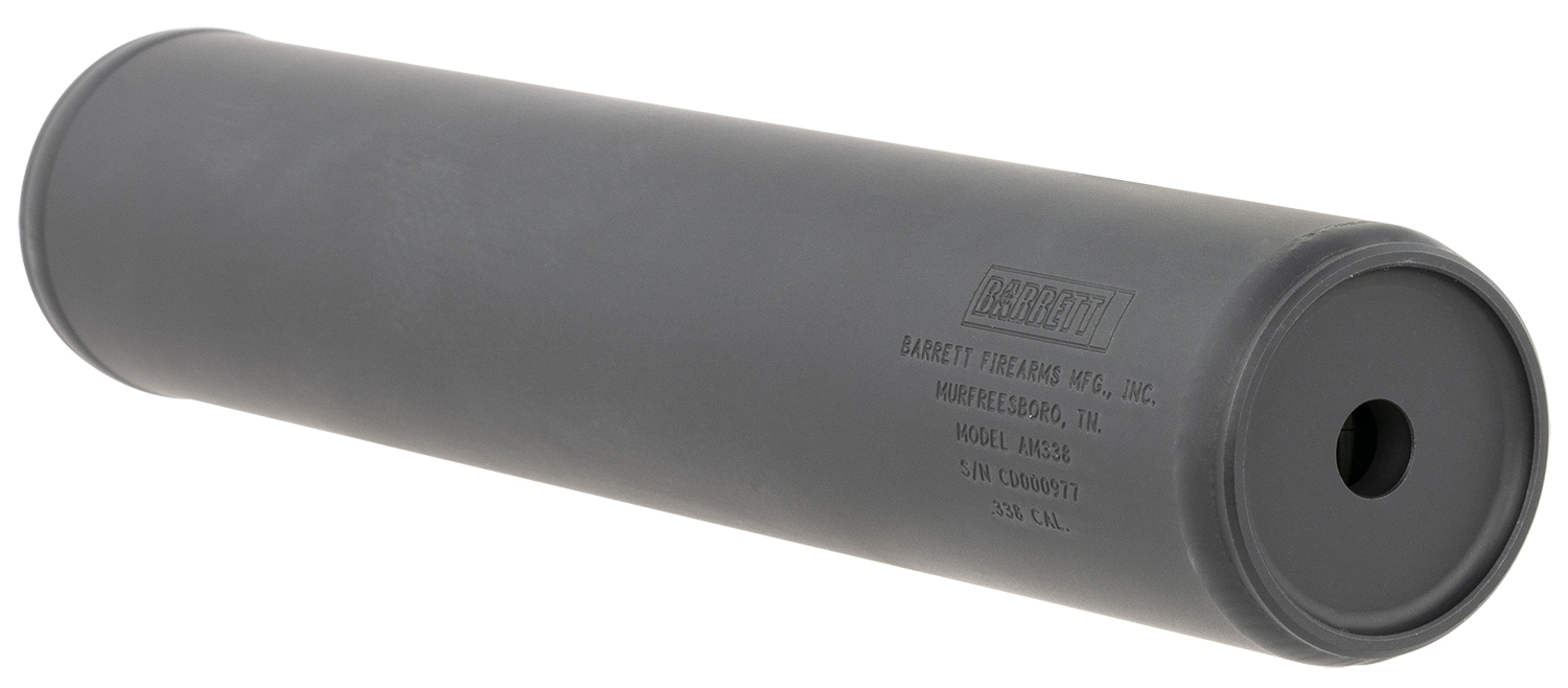 Barrett 18415 AM 338 made of Black Titanium with 1.90″ Diameter, 10.30″ OAL & 5/8″-24 tpi Thread Pattern for 338 Cal or Lower Includes Barrett Muzzle Brake Adaptor