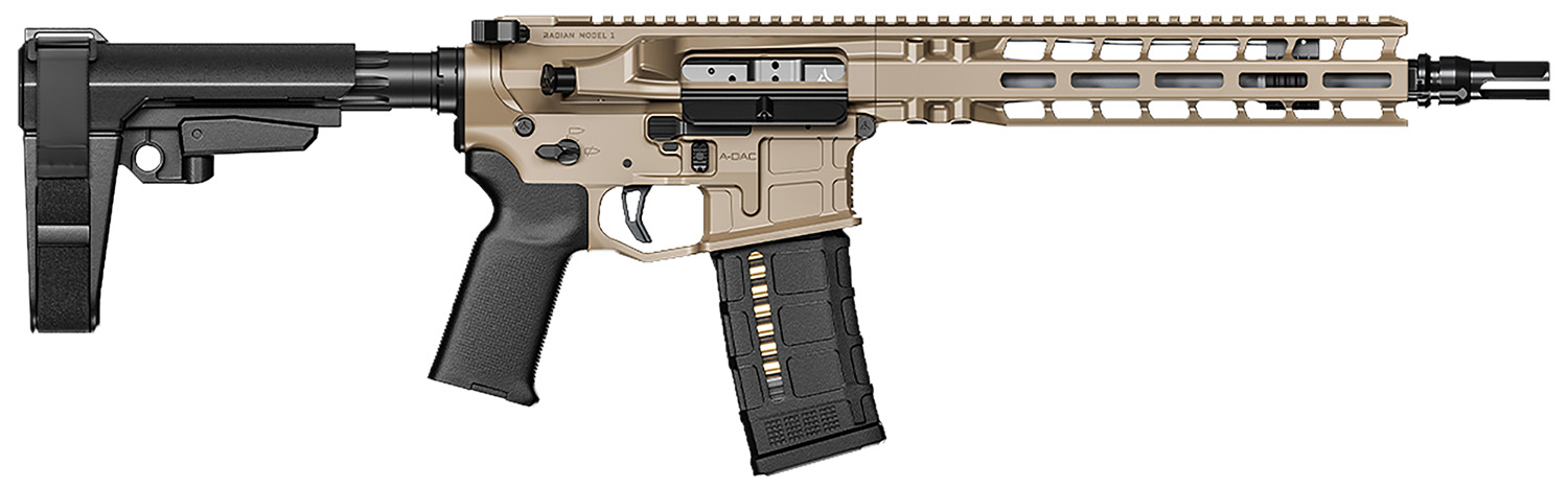 Radian Weapons R0514 Model 1 Pistol 223 Wylde 30+1 10.50″, FDE Billet Rec/M-Lok Handguard, Smooth Buffer Tube (No Brace), Magpul Grip, Ambi Controls, Dead Air QD Flash Hider, Adj. Trigger