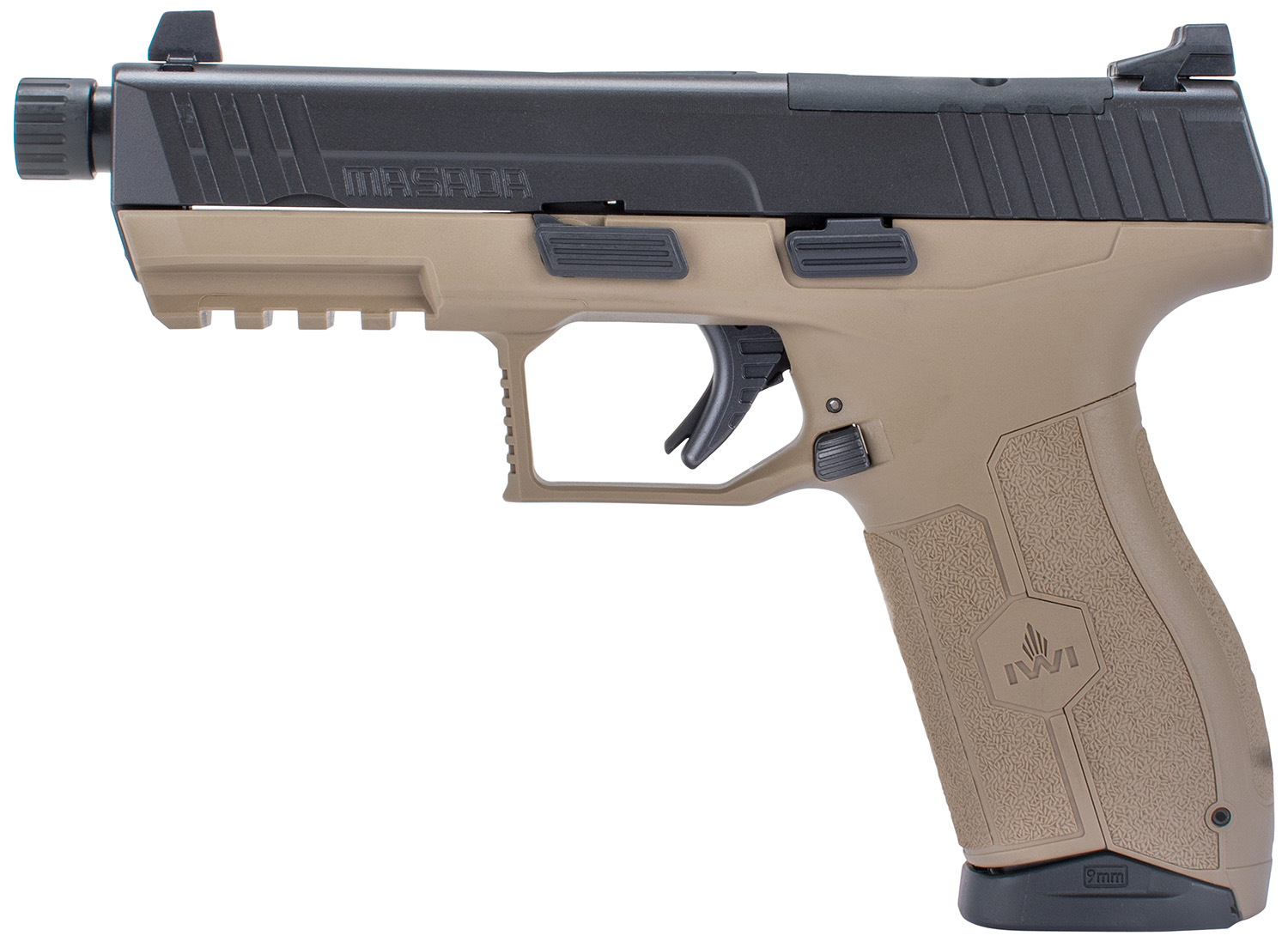 IWI US M9ORP10TFD MASADA 9mm Luger 4.60″ TB 10+1 Flat Dark Earth Flat Dark Earth Interchangeable Backstrap Grip