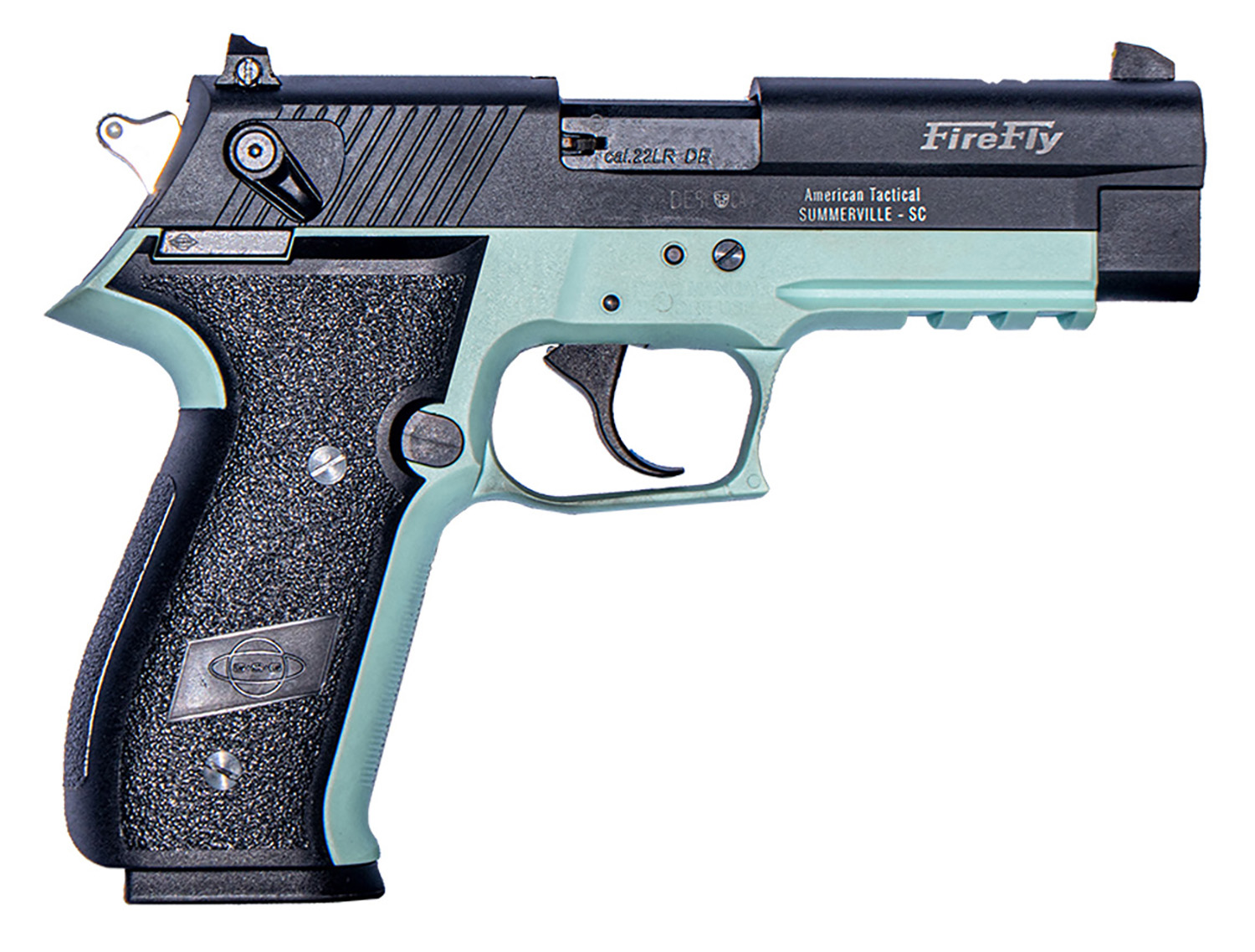 GSG GERG2210FFM FireFly 22 LR 10+1 4″ Black Serrated Slide, Mint Zinc Alloy w/Accessory Rail Frame, Black Polymer Grip