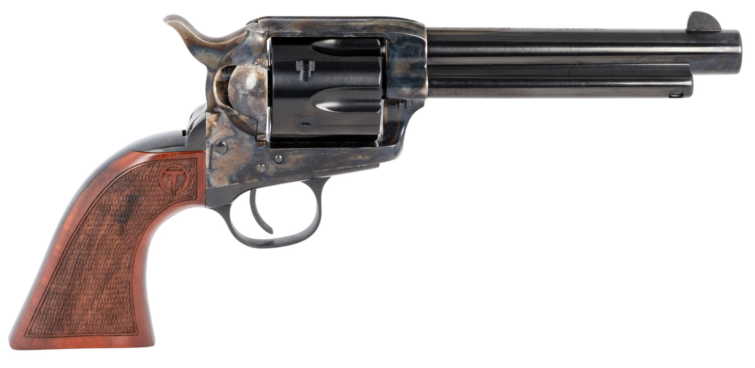 Taylors & Company 550811 Smoke Wagon 357 Mag Caliber with 5.50″ Blued Finish Barrel, 6rd Capacity Blued Finish Cylinder, Color Case Hardened Finish Steel Frame & Checkered Walnut Grip