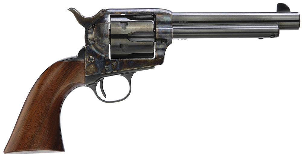 Taylors & Company 5001DE 1873 Gunfighter Deluxe 45 Colt (LC) 6rd 5.50″ Blued Cylinder & Barrel Color Case Hardened Steel Frame Walnut Army Size Grip (Taylor Tuned)