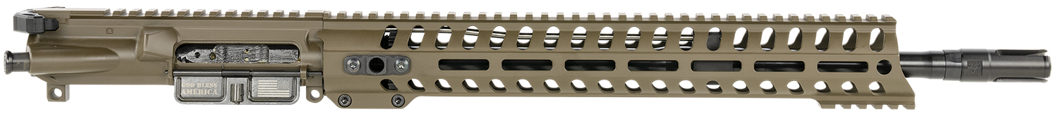 Patriot Ordnance Factory Minuteman Complete Upper 5.56x45mm NATO 16.50″ Black Nitride Barrel Aluminum Patriot Brown Receiver 14.50″ M-LOK Handguard Lo Pro DI Gas Block (Mid Length)
