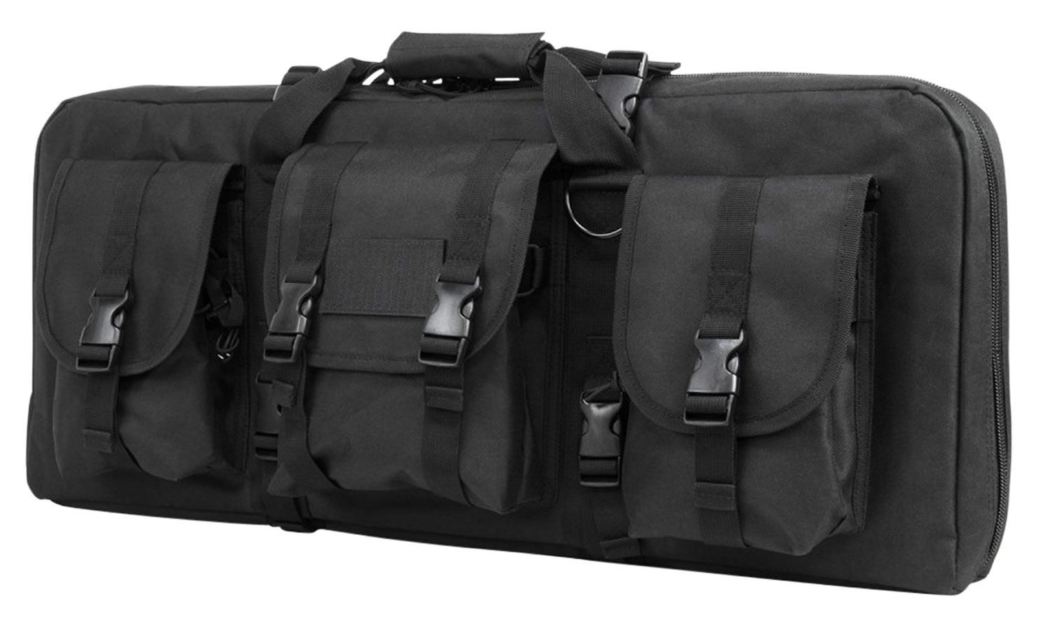 NcStar CVCPD2962B28 VISM Deluxe SubGun Case 28″ Black PVC Fabric w/ Exterior Pockets Zippers & Padding for 2 AR or AK Pistols