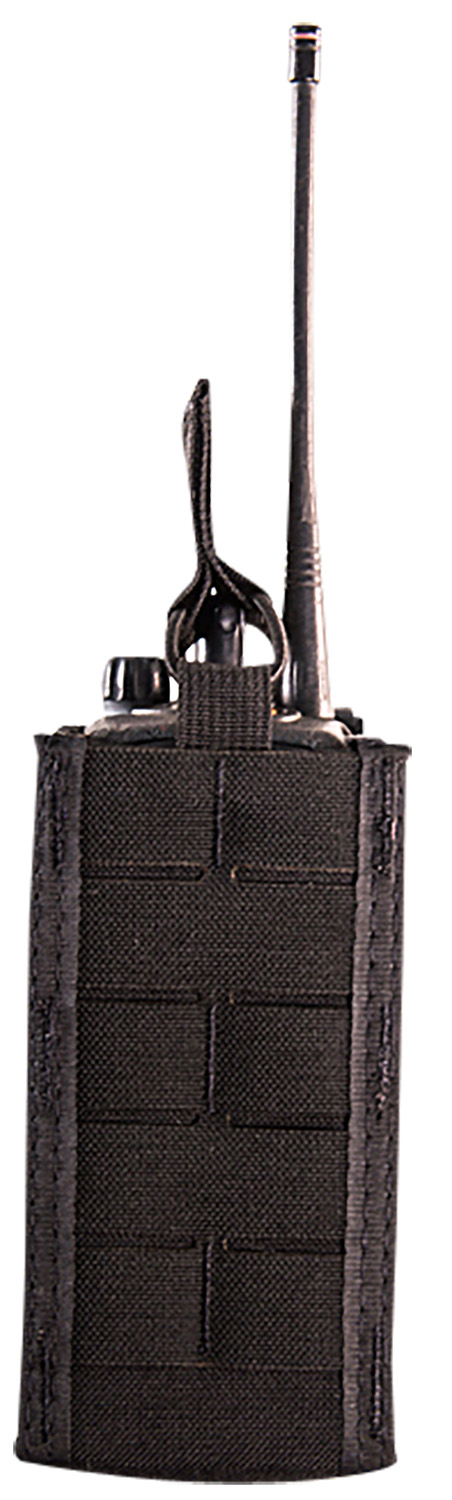 High Speed Gear 41RD00BK TACO Duty Radio Holder, Black Nylon with MOLLE Exterior & Bungee Pull Tongue, Fits MOLLE & 2″ Belt