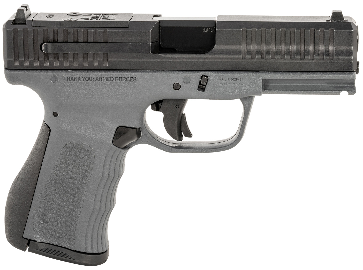 FMK FMKG49DG G3 9mm Luger 14+1 4″ Stainless Steel Barrel, Black Optic Cut/Serrated Carbon Steel Slide, Dark Gray Polymer Frame w/Picatinny Rail, Black Backstrap Grip