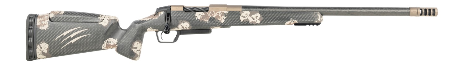 Fierce Firearms CT Rival XP 2.0 6.5 PRC 20″ Carbon Fiber Threaded Barrel, Smoked Bronze Cerakote Titanium Drilled & Tapped Receiver, Integral Rail Forend, Desert Shadow Camo Adj Comb Carbon Fiber Sto