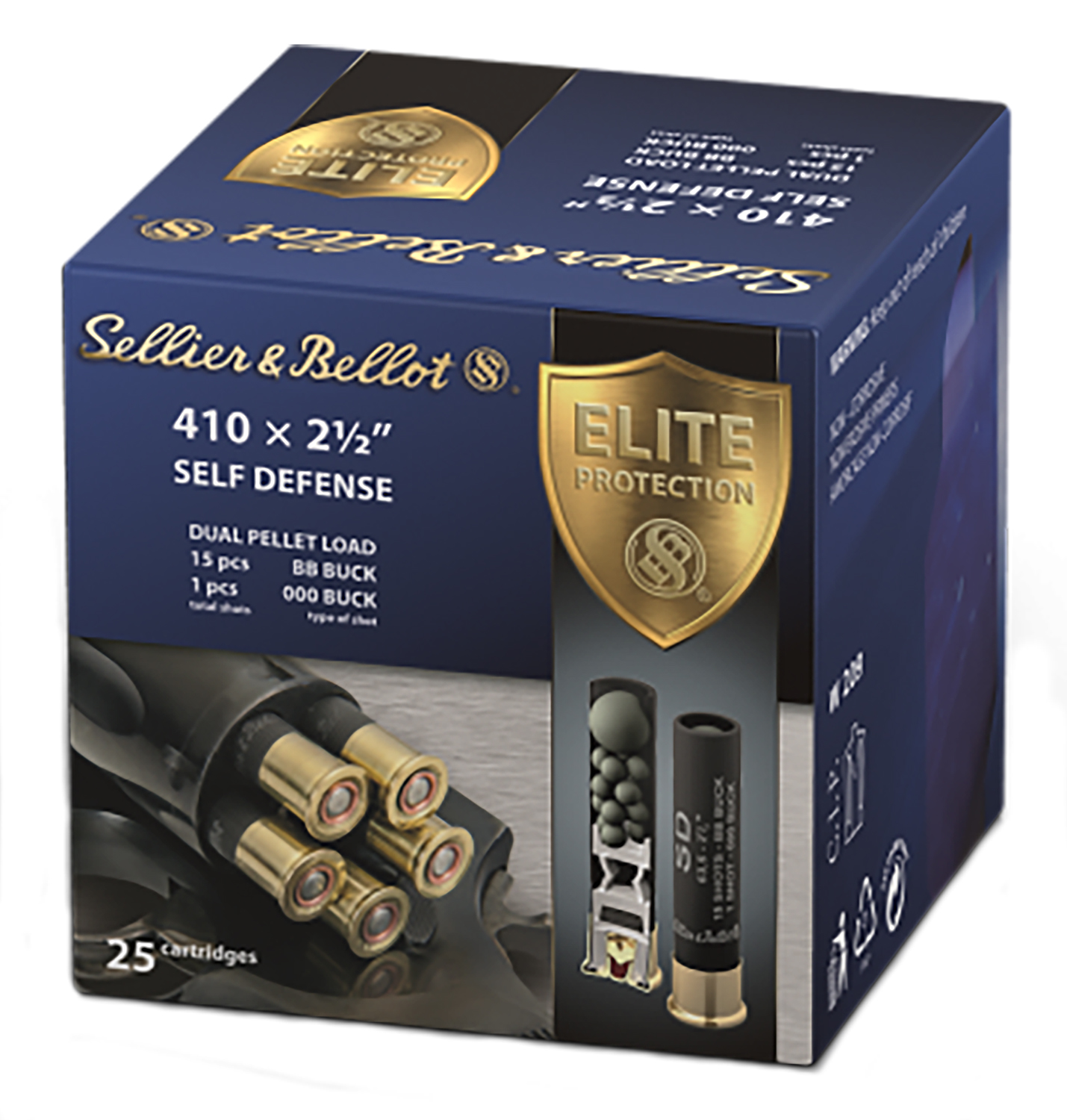 Sellier & Bellot SB410SDA Self Defense 410Gauge 2.50″ 15 Pellets 1/2oz 000Buck Shot 25 Box/20 Case