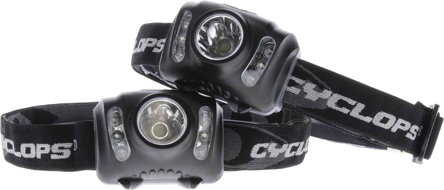 Cyclops CYCHL2102PK Headlamp 210 Lumens White Red/Green/White LED Bulb Black 2 Pack