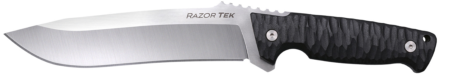 Cold Steel CSFX65RZR Razor Tek EDC 6.50″ Fixed Clip Point Plain Satin 4116 Krupp SS Blade, 6.13″ Black Textured