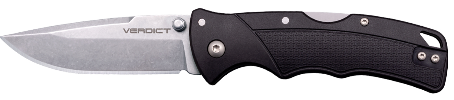 Cold Steel CSFLC3SPSSZ Verdict EDC 3″ Tanto Plain Folding 4116 Krupp SS Blade, Black Textured GFN Handle
