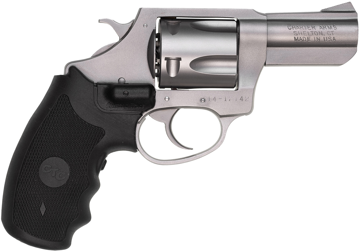 Charter Arms 74424 Bulldog Large 44 Special, 5 Shot 2.50″ Matte Stainless Steel Barrel, Cylinder & Frame w/ Black Crimson Trace Laser Grip