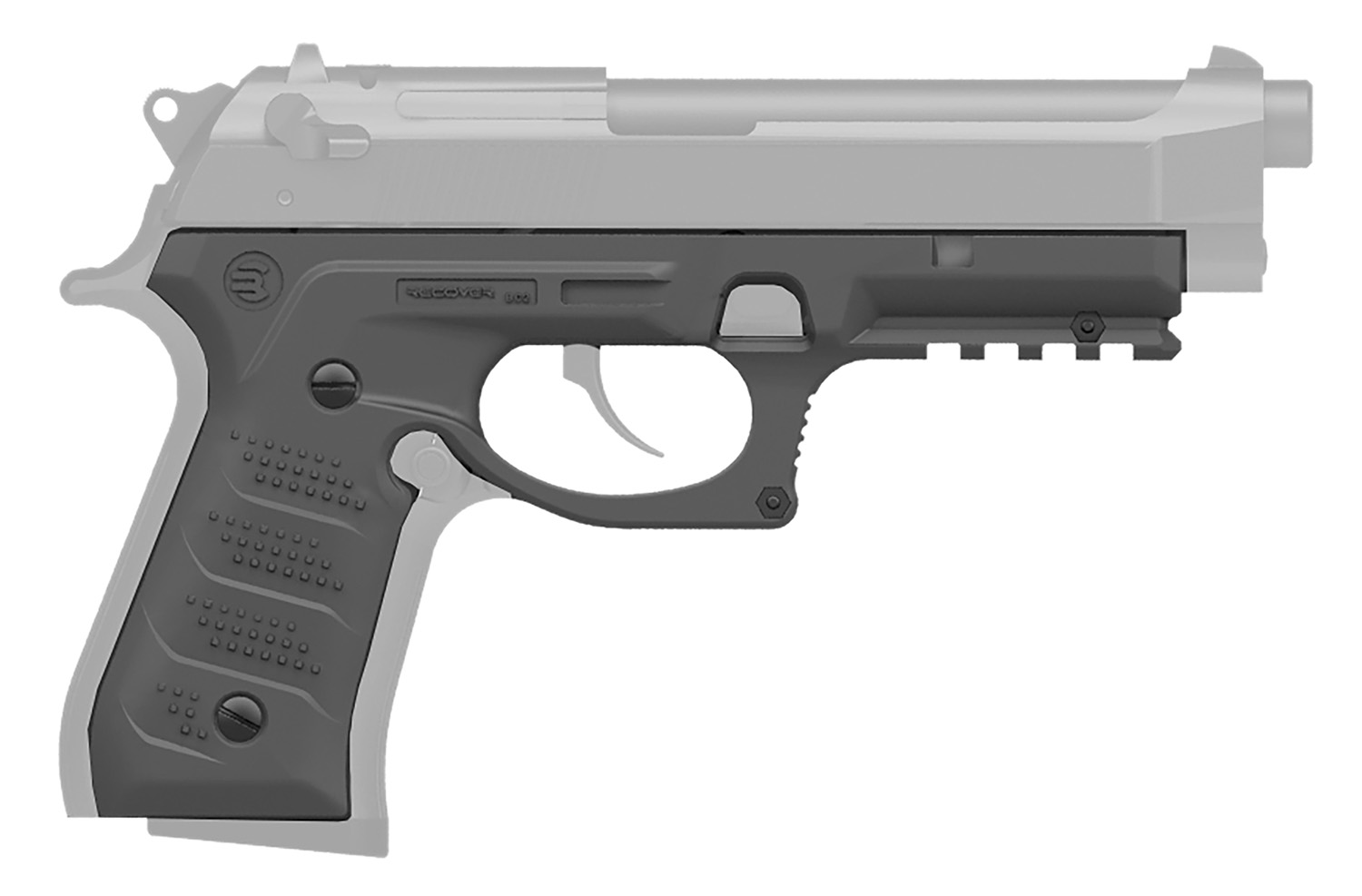 Recover Tactical BC2-04 Grip & Rail System Gray Polymer Picatinny for Most Beretta 92 & M9 Models