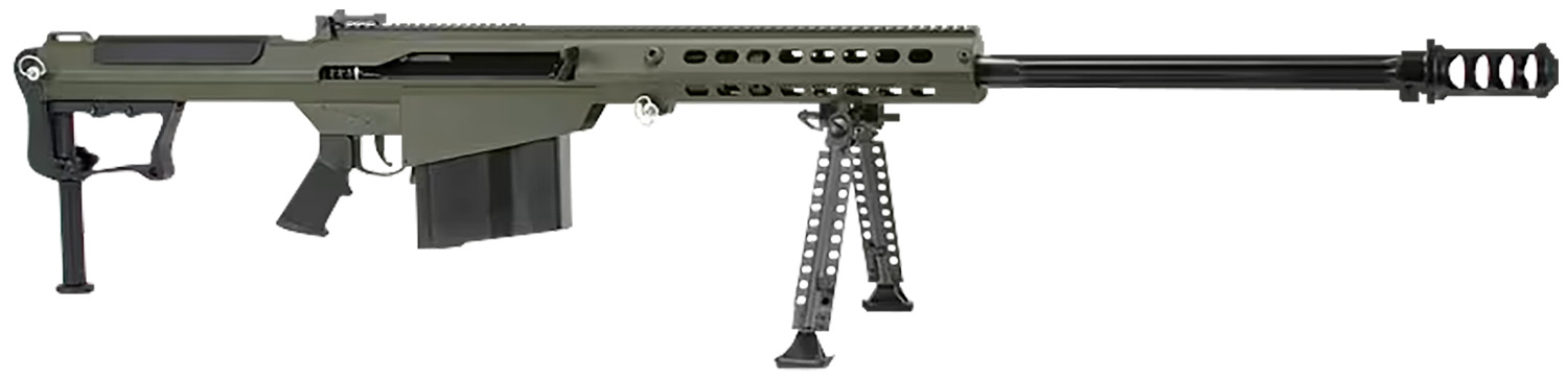 Barrett 14555 M107A1 50 BMG 10+1 29″ Chrome-Lined Fluted Barrel, OD Green Cerakote Aluminum Receiver, OD Green Fixed Stock w/Thermal-Guard Cheek Piece & Sorbothane Recoil Pad, Optics Ready