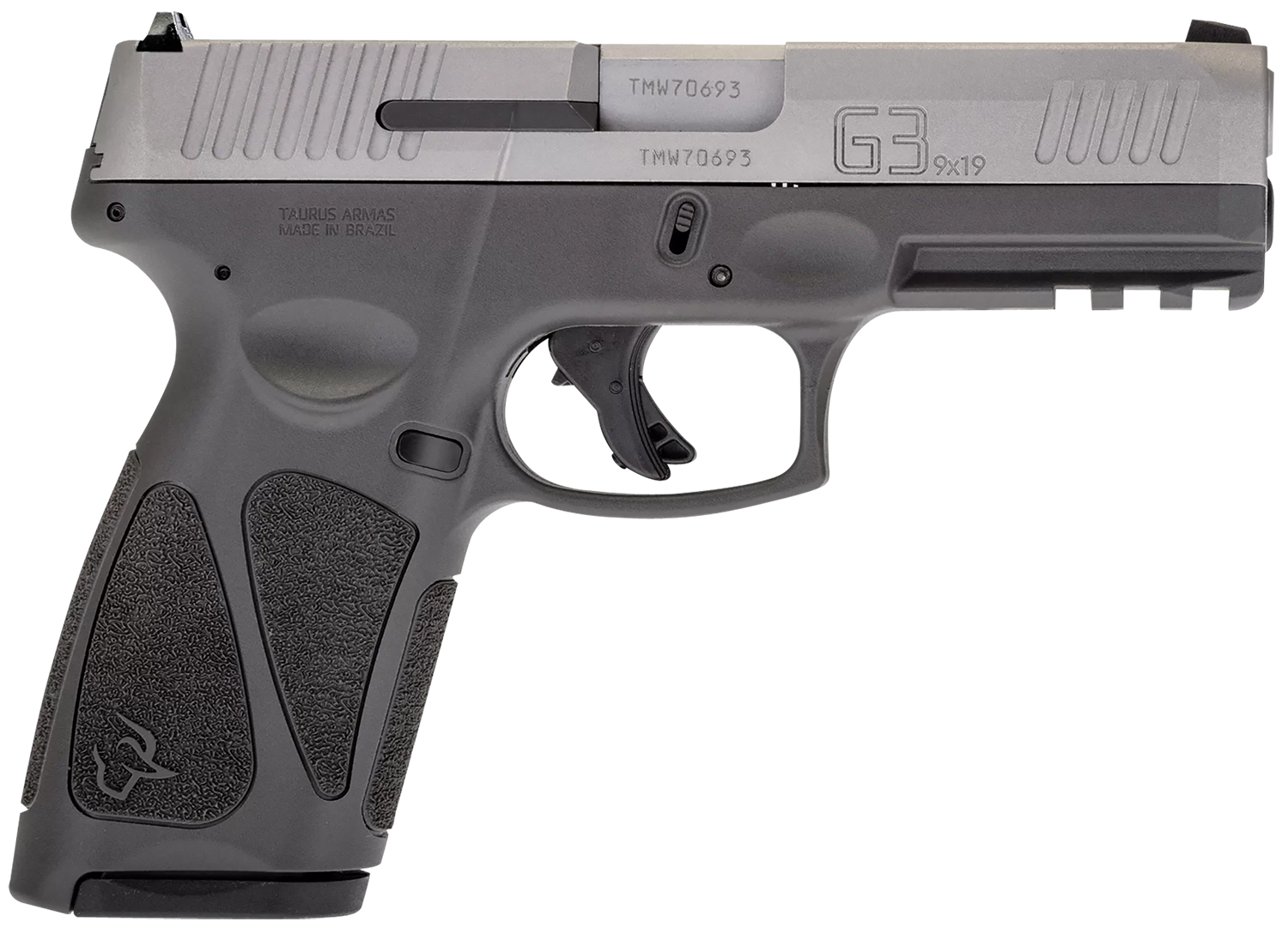 Taurus 1G3B949G G3 Full Size Frame 9mm Luger 15+1/17+1 4″ Matte Stainless Steel Barrel, Matte Serrated Stainless Steel Slide, Gray Polymer Frame w/Picatinny Rail, Polymer Grip, Right Hand