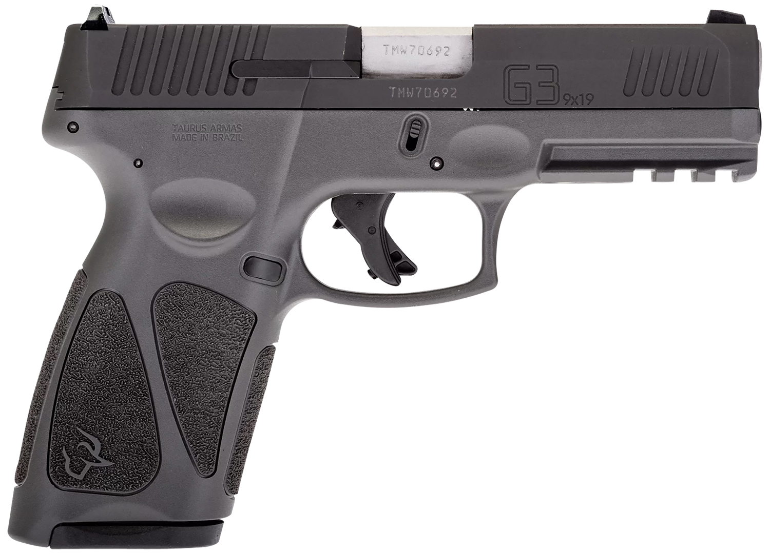 Taurus 1G3B941G15 G3 Full Size Frame 9mm Luger 15+1 4″ Matte Stainless Steel Barrel, Matte Black Tenifer Cerakote Serrated Steel Slide, Gray Polymer Frame w/Picatinny Rail, Polymer Grip, Right Hand