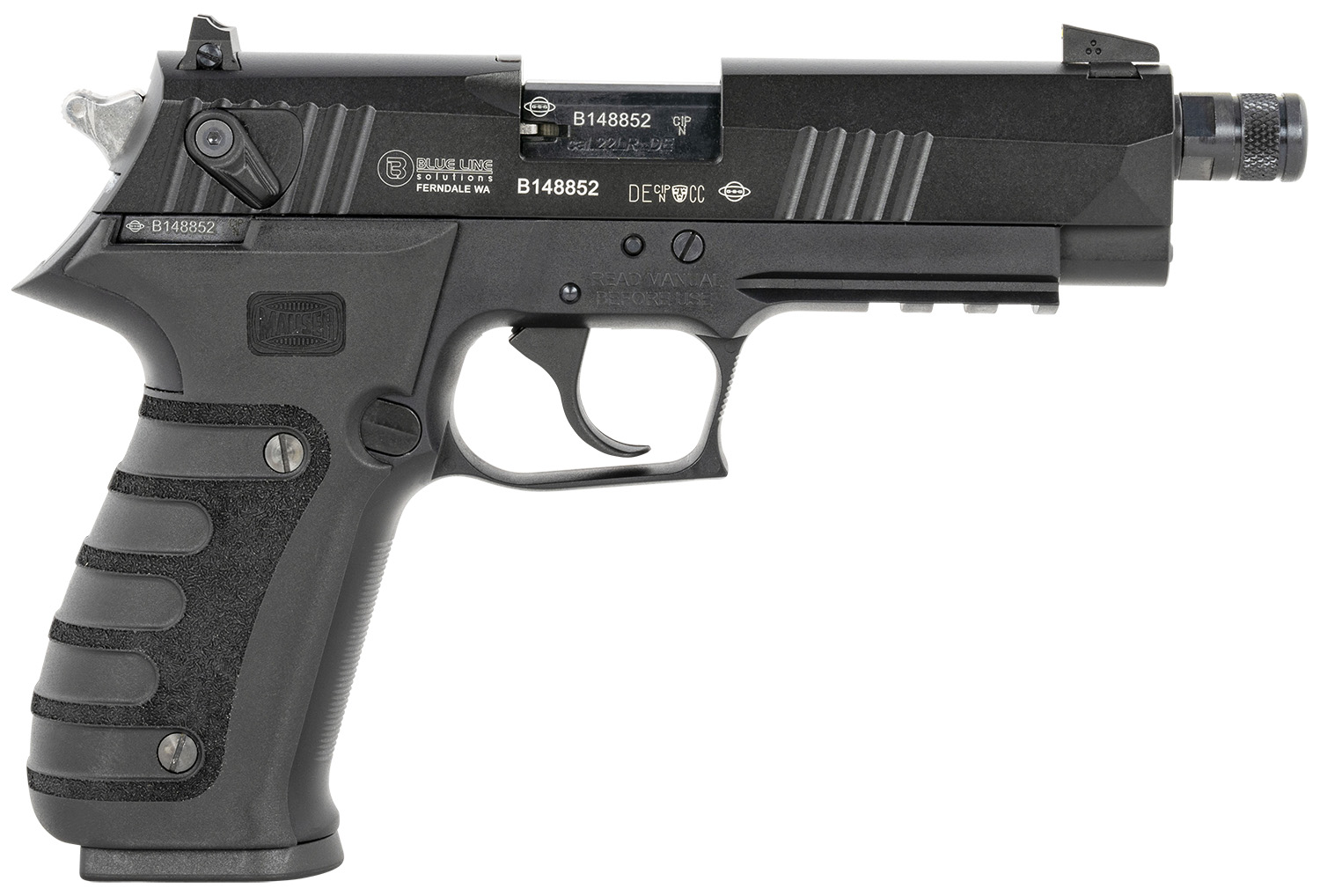 Mauser Rimfire 4010102 M20 22 LR 10+1 4.75″ Black Steel Threaded Barrel, Black Serrated Slide, Black Aluminum Frame w/Picatinny Rail, Ambidextrous